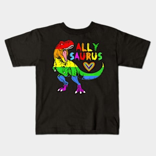 Allysaurus LGBT  Dinosaur  Flag Ally LGBT Pride Kids T-Shirt